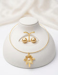 Elegant Anti-Tarnish Pearl Jewelry Set – Gold-Plated Necklace & Earrings for Timeless Beauty