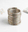 Silver Oxidised Multi-Coil Spring Cuff Bracelet | Wide Spiral Kada | Boho Tribal Ethnic Jewellery for Women