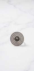 Oxidised Silver Mandala Ring | Adjustable German Silver Circular Boho Ring | Traditional Ethnic Coin Ring for Women