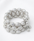 Silver Oxidised Beaded Bracelet for Women Traditional Statement Stretch Bracelet
