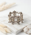 Silver Oxidised Kundan Cuff Bracelet | Ghungroo Statement Bracelet | Ethnic Indian Jewellery for Women