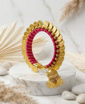 Gold Ginni Coin Bangle with Pink Silk Thread | Ghungroo Latkan Kada | Ethnic Bridal Jewellery for Women