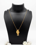 Gold Plated Leaf Pendant Mangalsutra with Black Beads