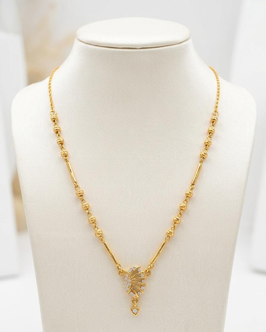 Gold Plated Fancy Mangalsutra with Stone Pendant