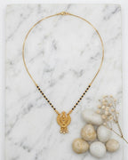 Gold Plated Traditional Pendant Mangalsutra with Black Beads