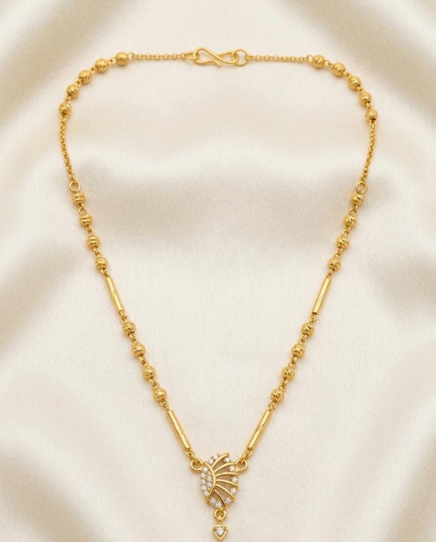 Gold Plated Fancy Mangalsutra with Stone Pendant
