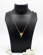 Gold Plated Heart Pendant Mangalsutra with Black Beads