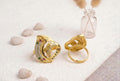 Gold Plated Leaf Design Adjustable Ring with Multicolor Stones