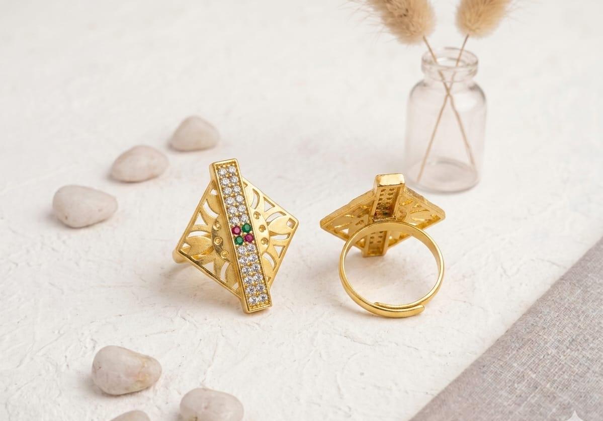 Gold Plated Designer Adjustable Ring