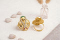 Gold Plated Peacock Design Adjustable Ring with Multicolor Stones