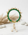 Green Silk Thread Cowrie Shell Bangle | Gold Bead Kaudi Kada with Pearl Tassel | Boho Ethnic Jewellery