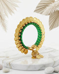 Green Silk Thread Gold Ginni Coin Bangle | Jhumka Bell Latkan Kada | Bridal Ethnic Jewellery for Women