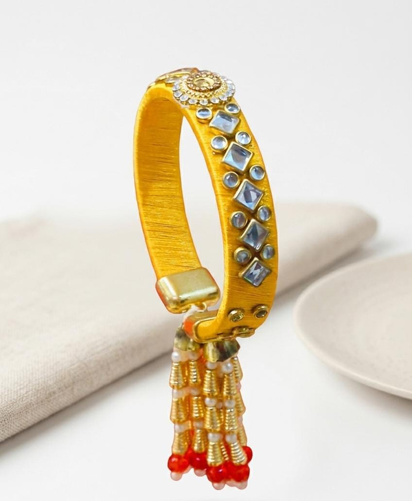 Rajwadi Kundan Gold-Tone Bangle with Pearl Beads Traditional Ethnic Bracelet for Women